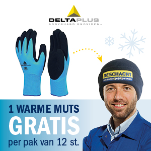 DELTA PLUS Werkhandschoen: 1 warme muts gratis per pak van 12 st.