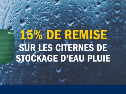 15% de remise sur les citernes de stockage d'eau pluie