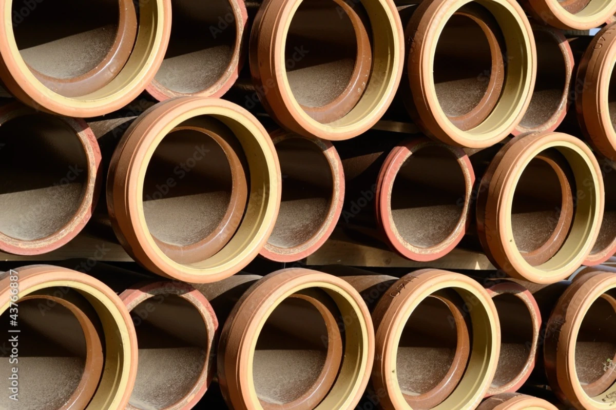 Deschacht construction of sewerage with vitrified clay pipes 7